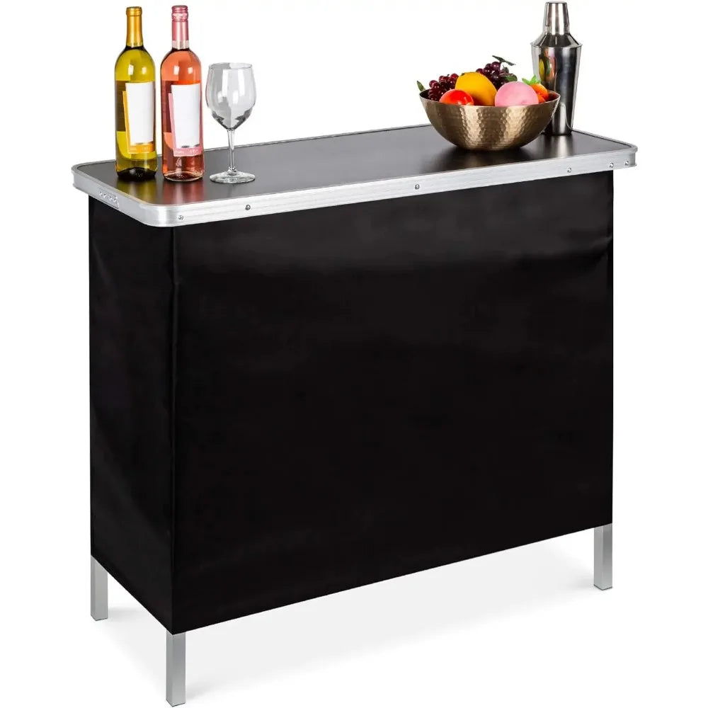 Portable Pop Up Bar Table With Carrying Case and Storage Shelf for Indoor Outdoor Party Tailgate