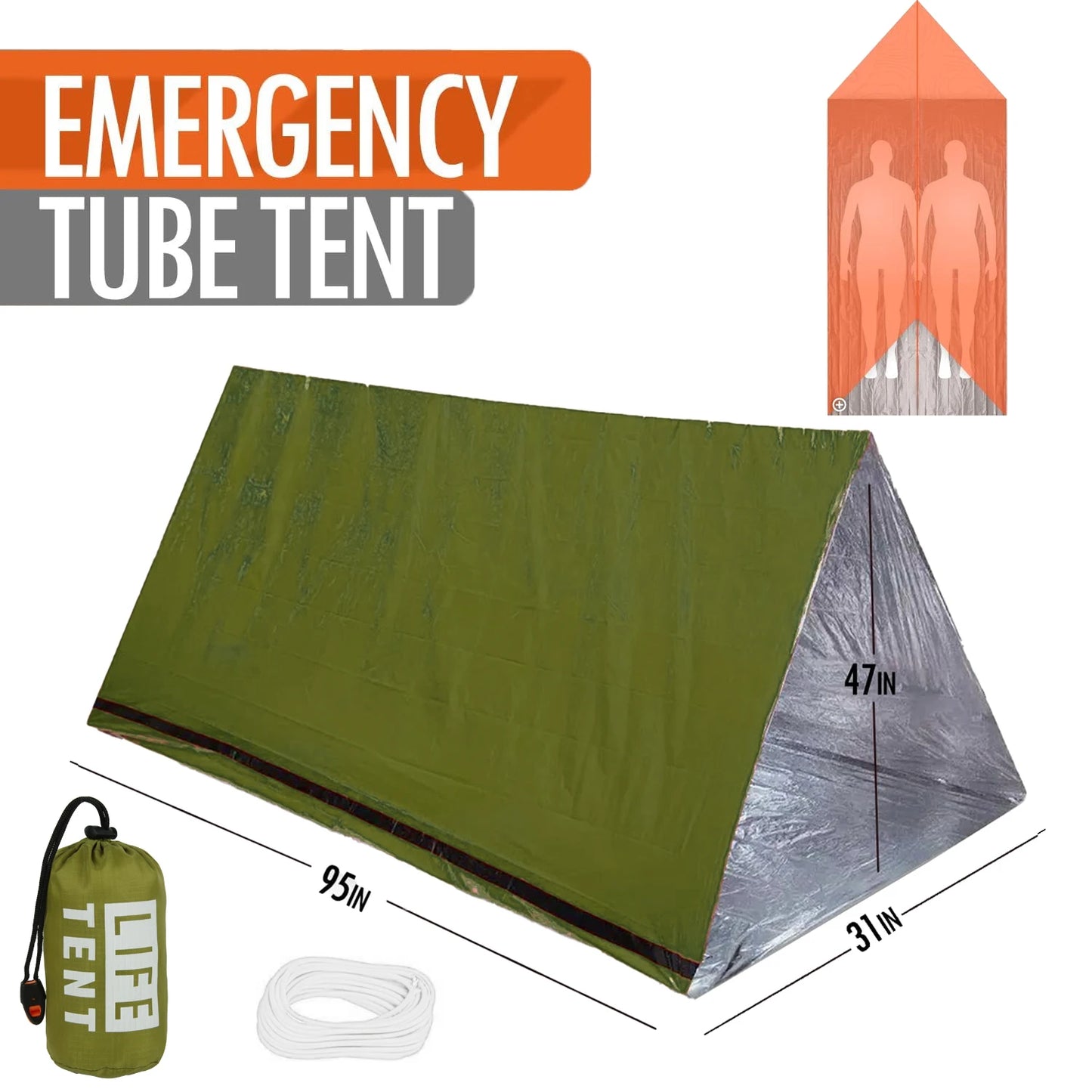 2 Person Emergency Tent Waterproof Camping Shelter Gear