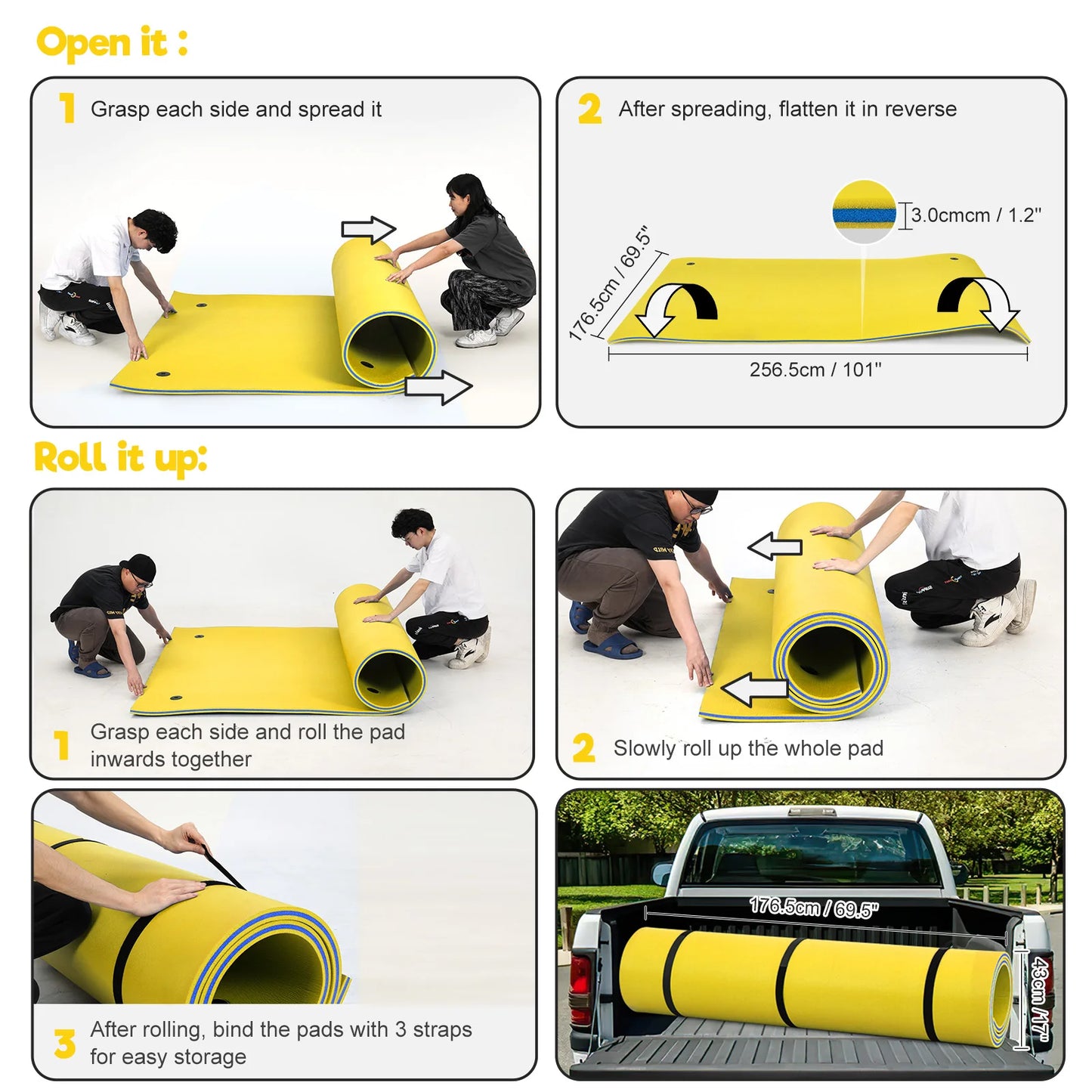 9X6 Ft Floating Water Mat Extra Thick XPE Foam Pad Large