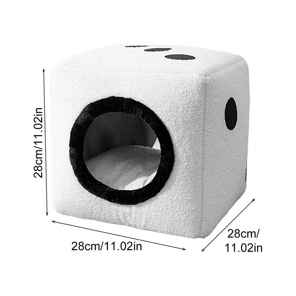 Winter Warm Dice Shape Foldable Cat Bed Cozy Kitten Lounger