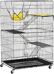 Foldable Kitten Cat Home Cages Leopard Hammock Bed Casters