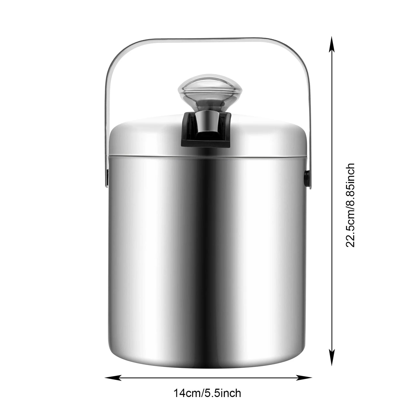 1.3L Double Layer Stainless Steel Ice Bucket Champagne Cooler