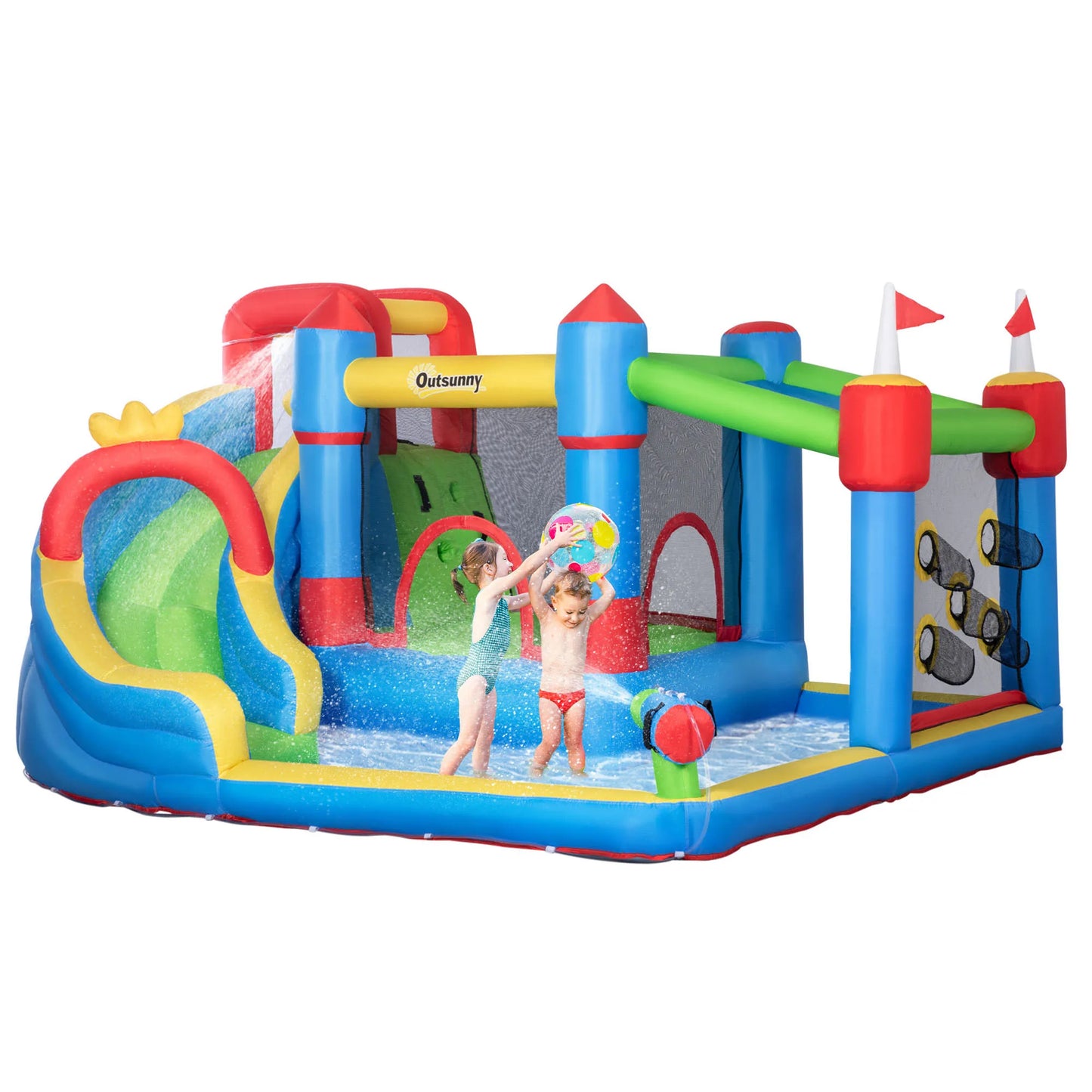 6 in 1 Inflatable Bounce House Outdoor Toy Inflatable Water Slide for Kids