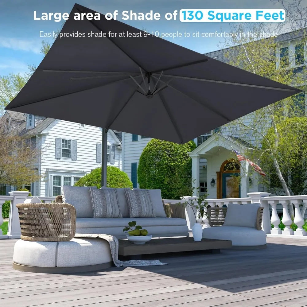 Extra Large 10x13 Ft Rectangular Cantilever Patio Umbrella