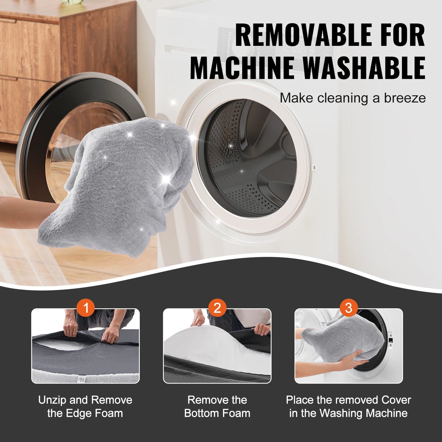 SucceBuy Human Dog Bed Orthopedic Foam Washable Grey