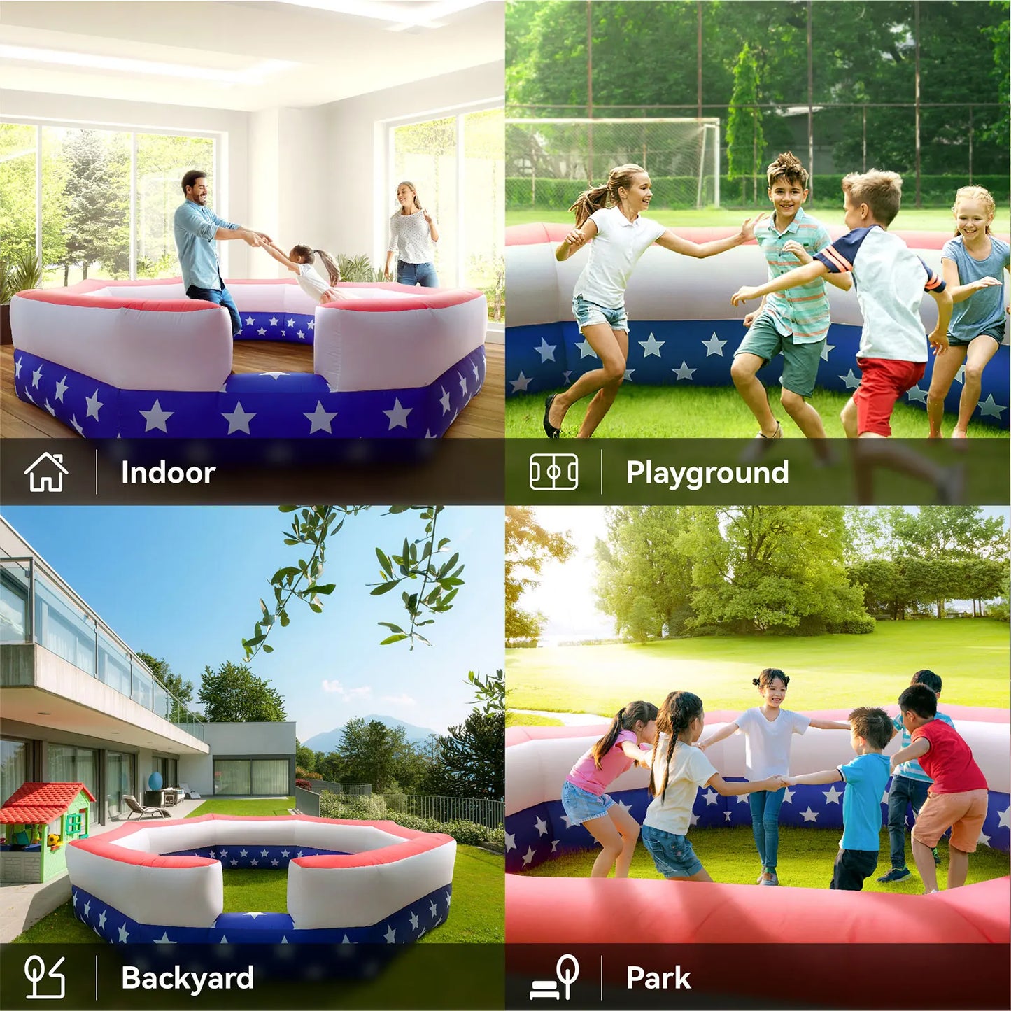 Gaga Ball Pit Inflatable 15FT with Air Blower Portable Gagaball Court for Kids Outdoor Sports Game