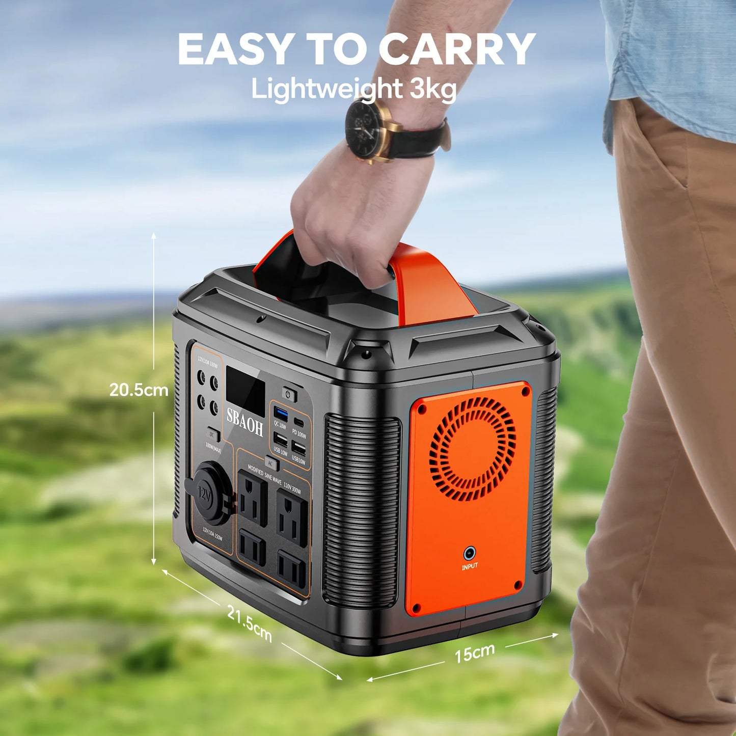 300W Portable Power Station 296Wh Solar Generator Black