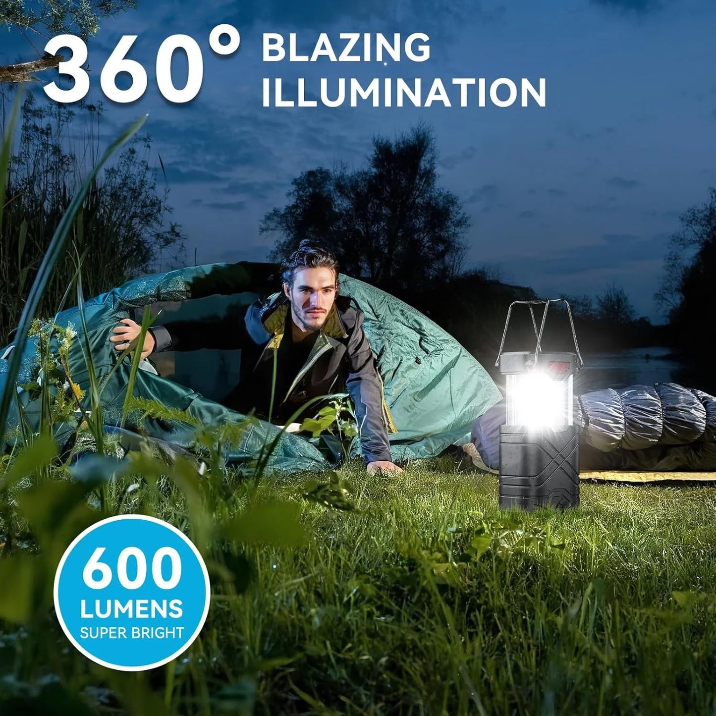 4 Pack Rechargeable Camping Lights Outdoor Solar USB LED