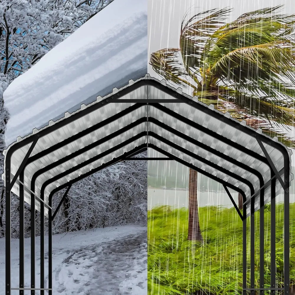 12x20 Ft Metal Carport Heavy Duty Galvanized Shelter