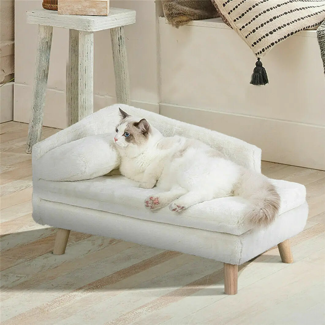 Elevated Pet Bed With Solid Wood Legs Dog Cat L Shape Sofa