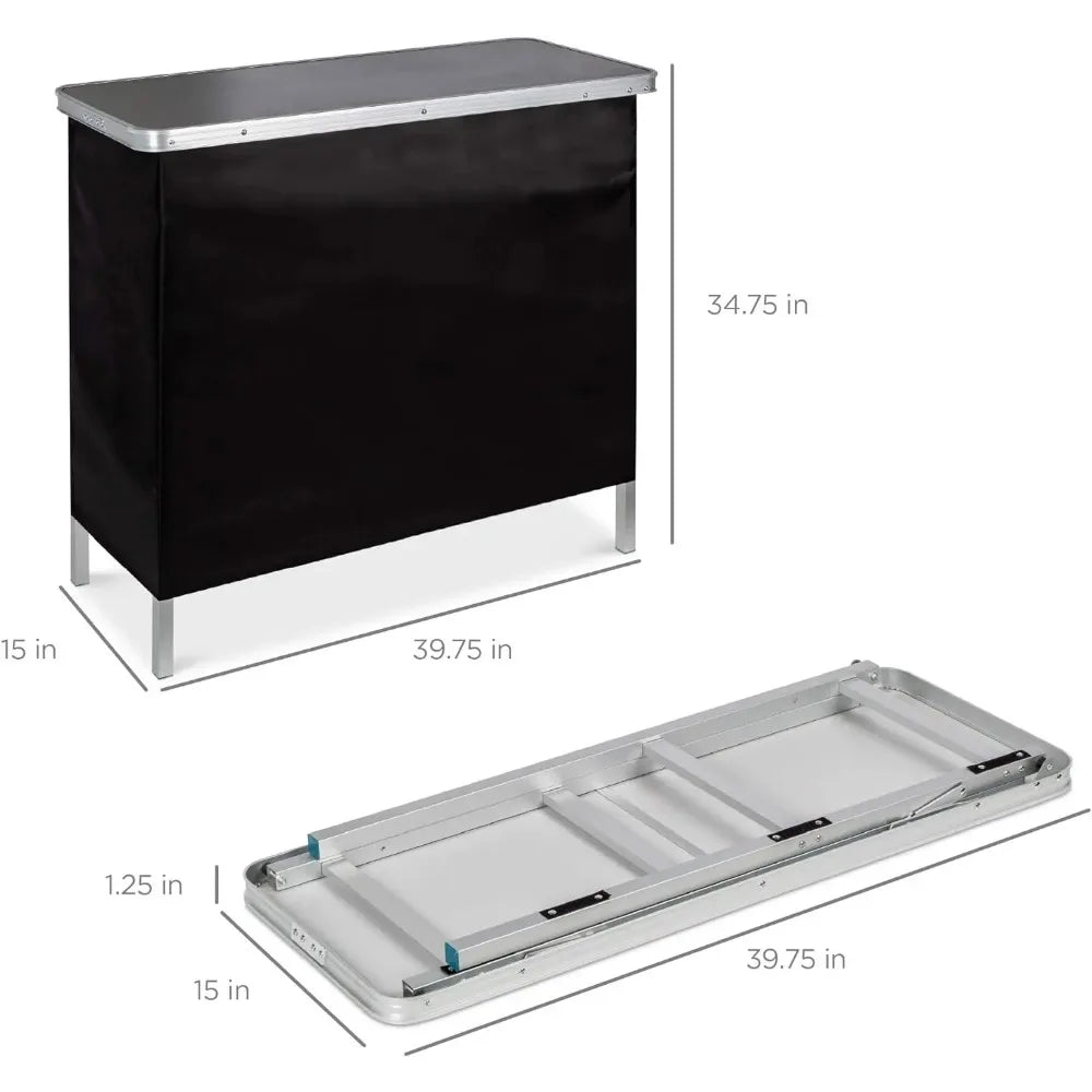 Portable Pop Up Bar Table With Carrying Case and Storage Shelf for Indoor Outdoor Party Tailgate