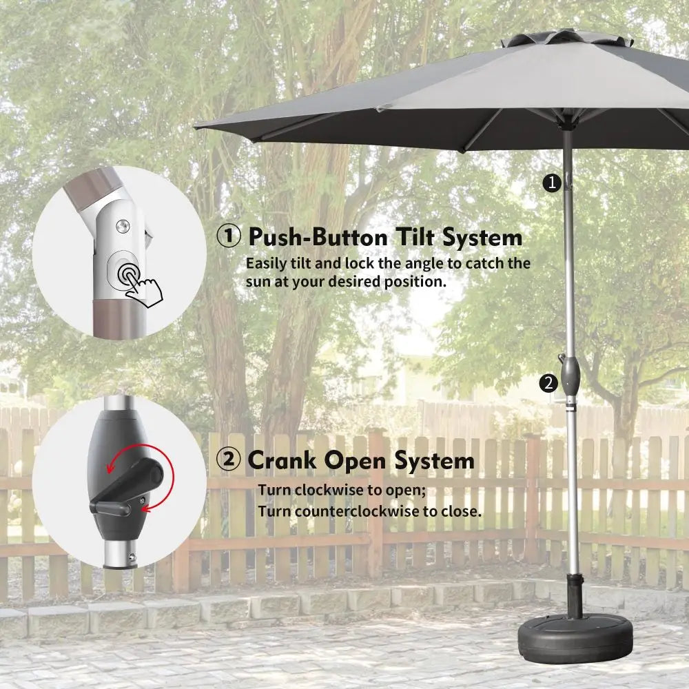 10 Ft Patio Umbrella Outdoor Crank Tilt UV Waterproof
