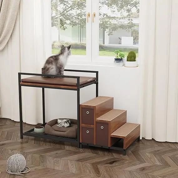 Dog Window Perch Non Slip Pet Bunk Bed With Drawers