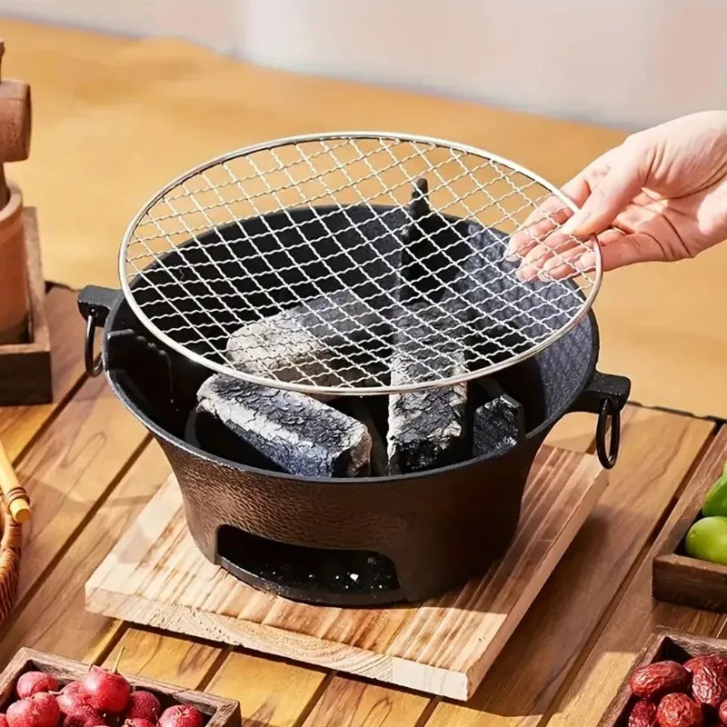 Cast Iron Barbecue Stove for Charcoal and Alcohol Grilling