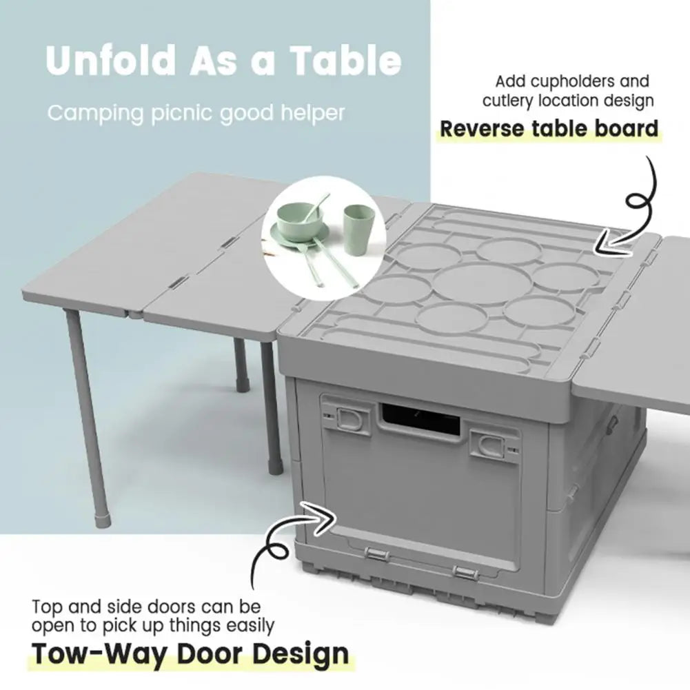 Folding Table Large Capacity Storage Container Portable Outdoor Camping Parking Warning Sign