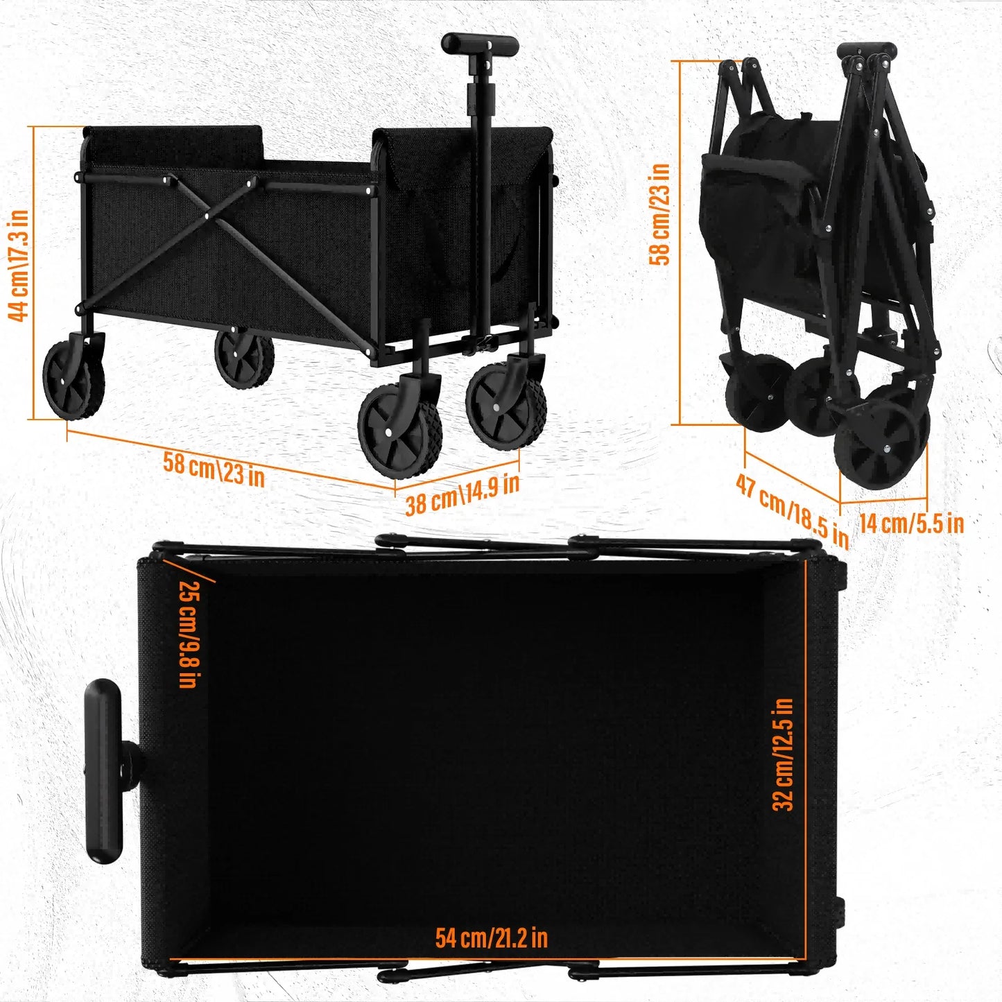 Foldable Wheel Camping Handcart Portable One Hand Cargo