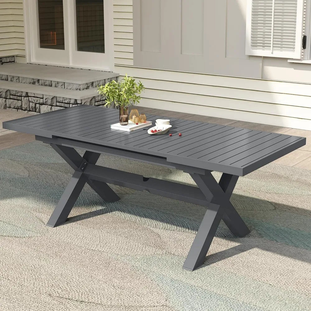 Expandable Aluminum Outdoor Dining Table For 6 To 10