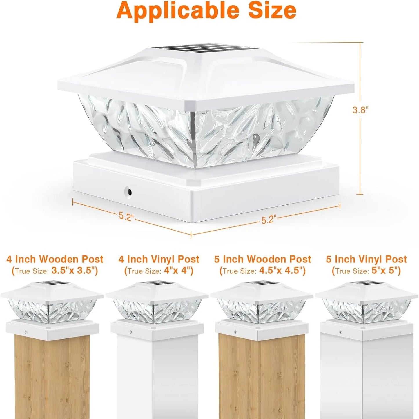 Bright Solar Post Deck Lights White For 4x4 4.5x4.5 5x5
