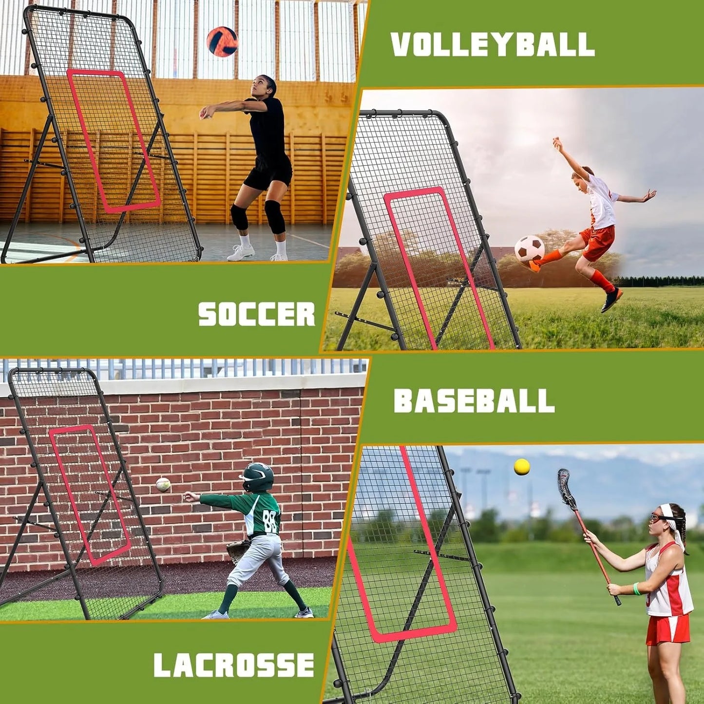 Adjustable 7x4ft Volleyball Net Multi Sport Rebounder