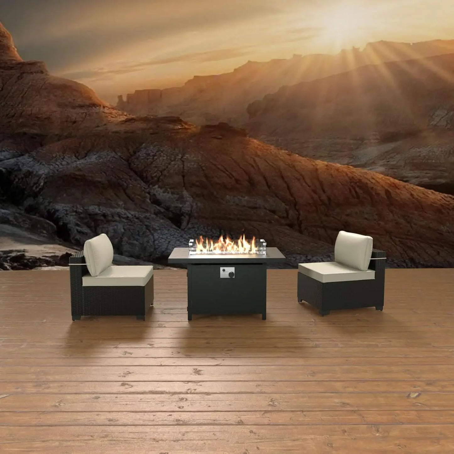Propane Fire Pit 43 Inch Outdoor Fire Pit Table 55000 BTU Aluminum Fire Table with Lid and Waterproof Cover