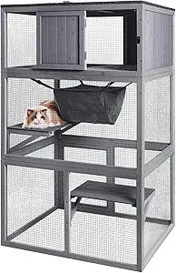 X Zone Pet Catio Wooden Cat House Enclosure Three Floors