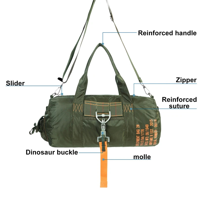 LQARMY Tactical Parachute Sport Duffle Bag 1000D Nylon Waterproof Outdoor Travel Belt Bag Camping Crossbody Bag