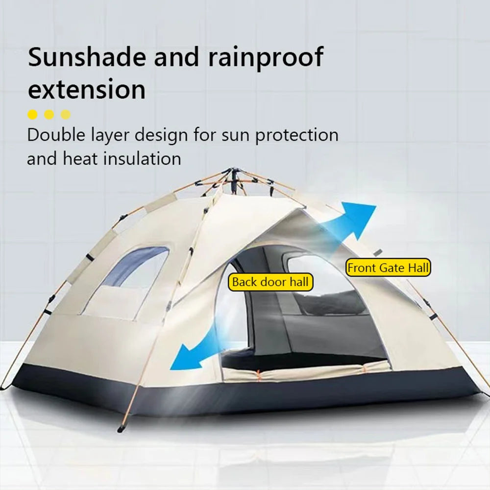 Automatic Quick Open Camping Tent Two Doors Two Windows