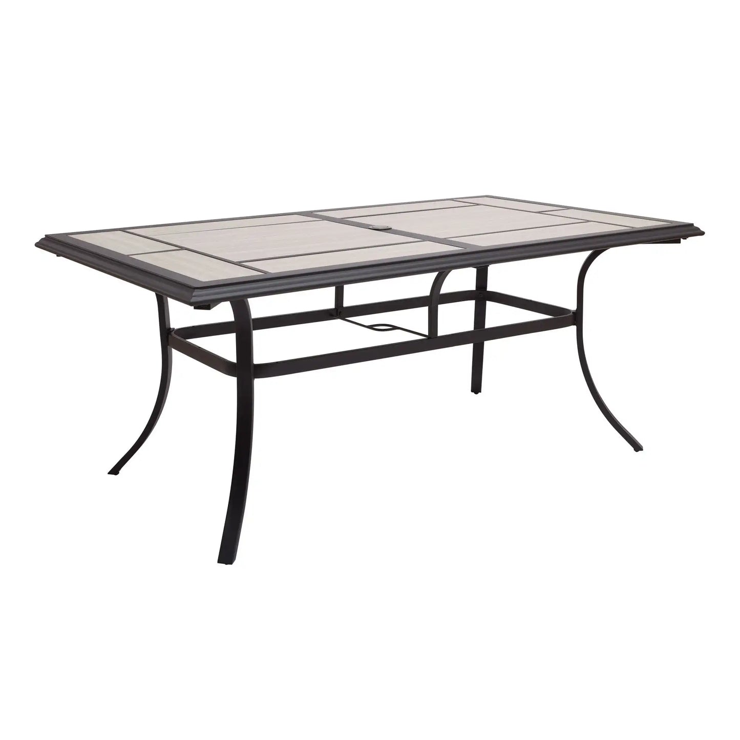 Newport Outdoor Ceramic Tile Dining Table Umbrella Hole
