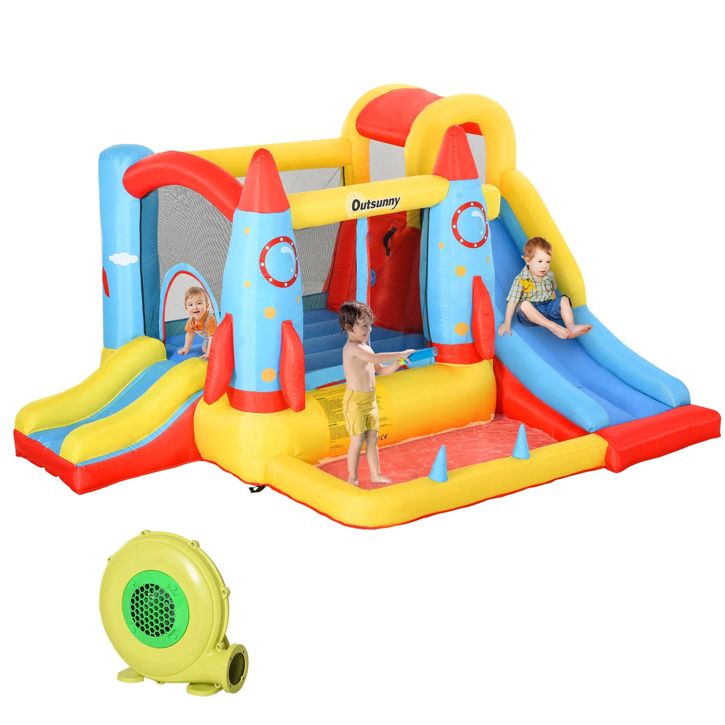 10.8 Foot X 8.7 Foot X 6.1 Foot Outdoor Inflated Castle for Climbing Sliding and Bouncing
