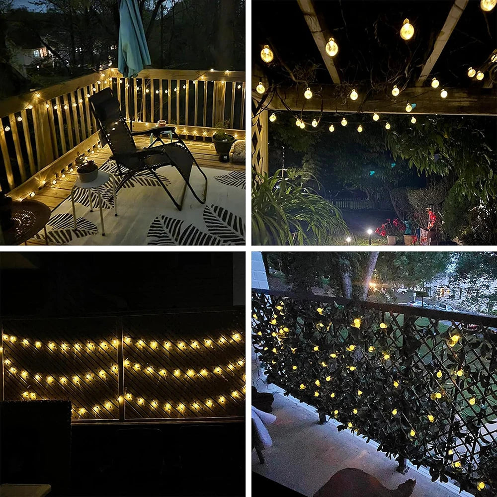 Solar Bubble Ball String Lights Outdoor 8 Modes IP44