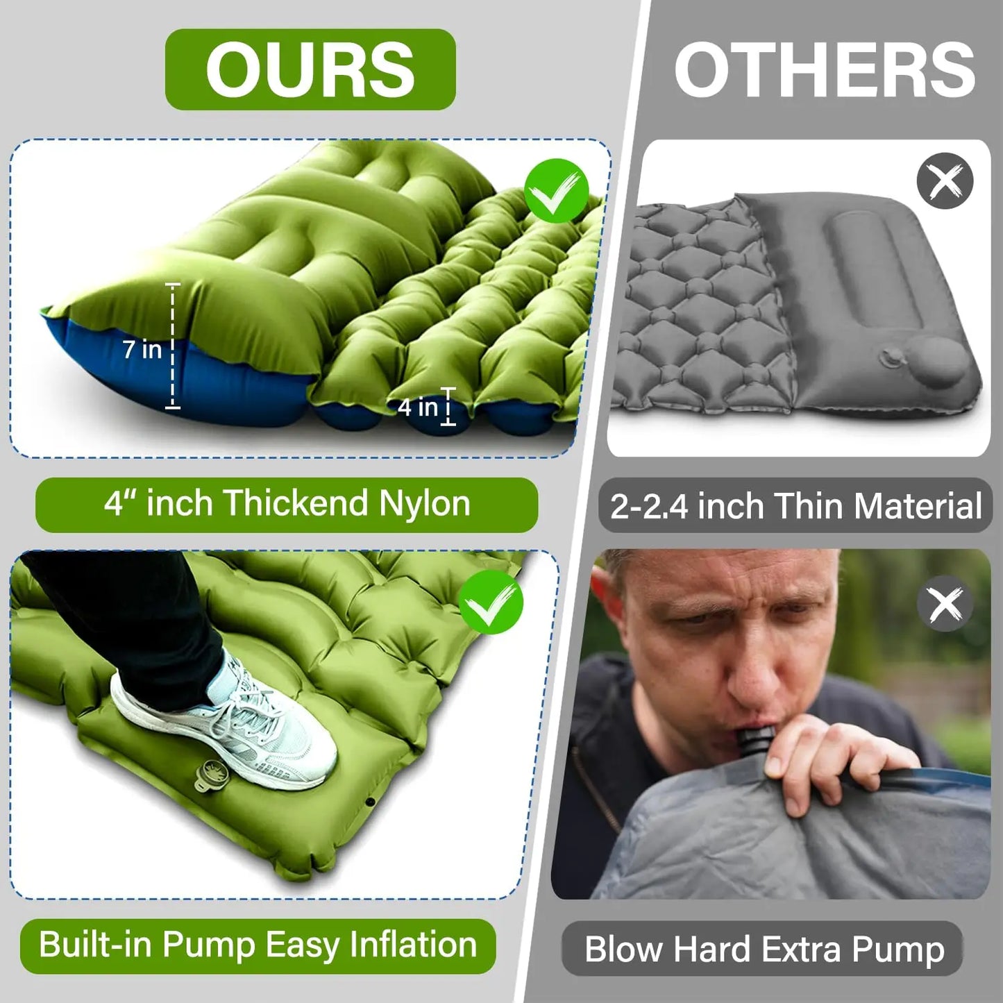 Westtune Double Inflatable Sleeping Pad 4 Inch Thick