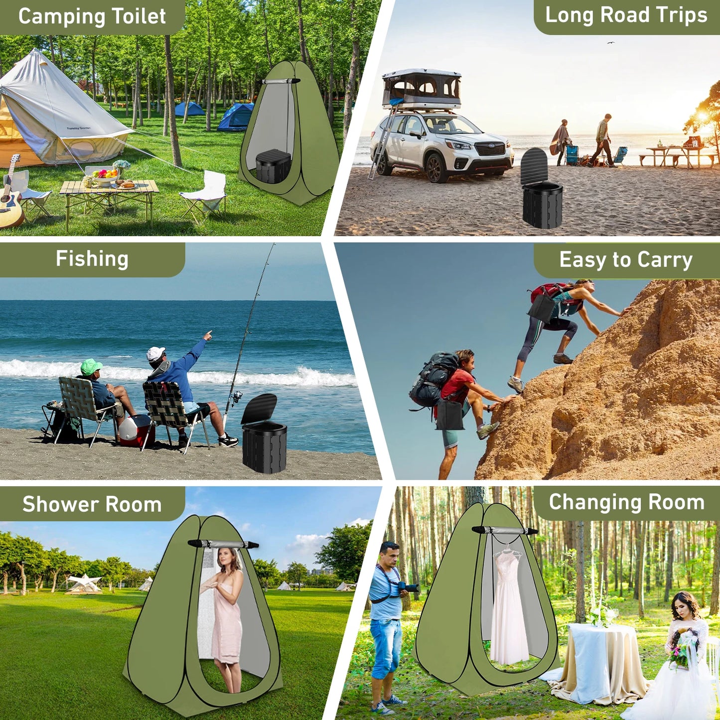 Portable Camping Toilet With 1.5m Pop Up Privacy Tent
