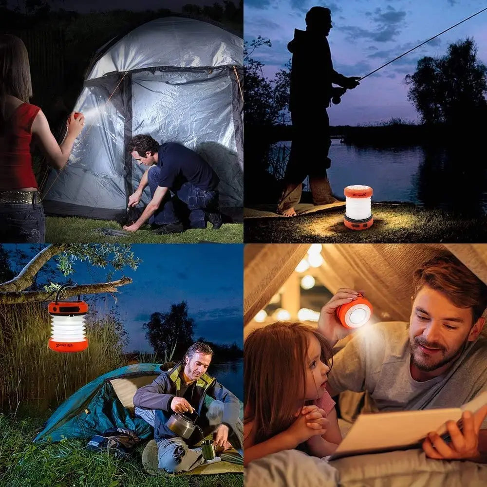 Solar Rechargeable Foldable Camping Lantern Power Bank