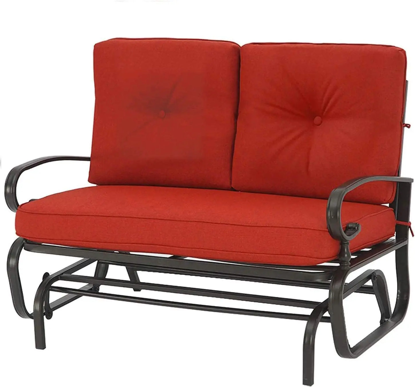 Outdoor Patio Glider Chair Rocking Bench for Two Person Wrought Iron Loveseat Seating