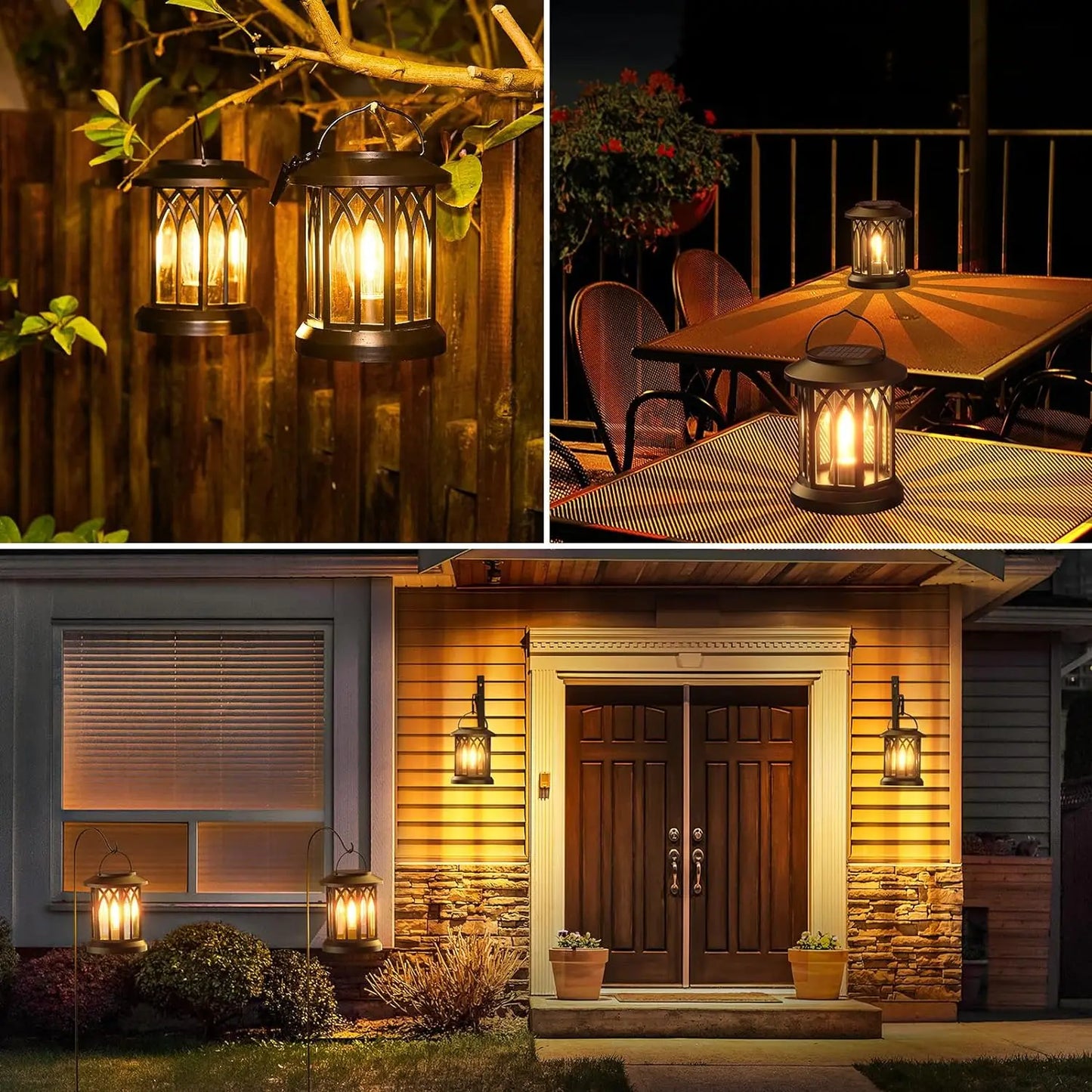 2 Pack Solar Lantern Lights Warm Light For Garden Patio
