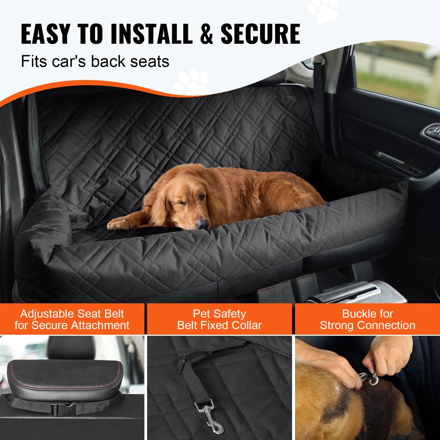 SucceBuy Waterproof Dog Car Seat Booster With Clip On Leash