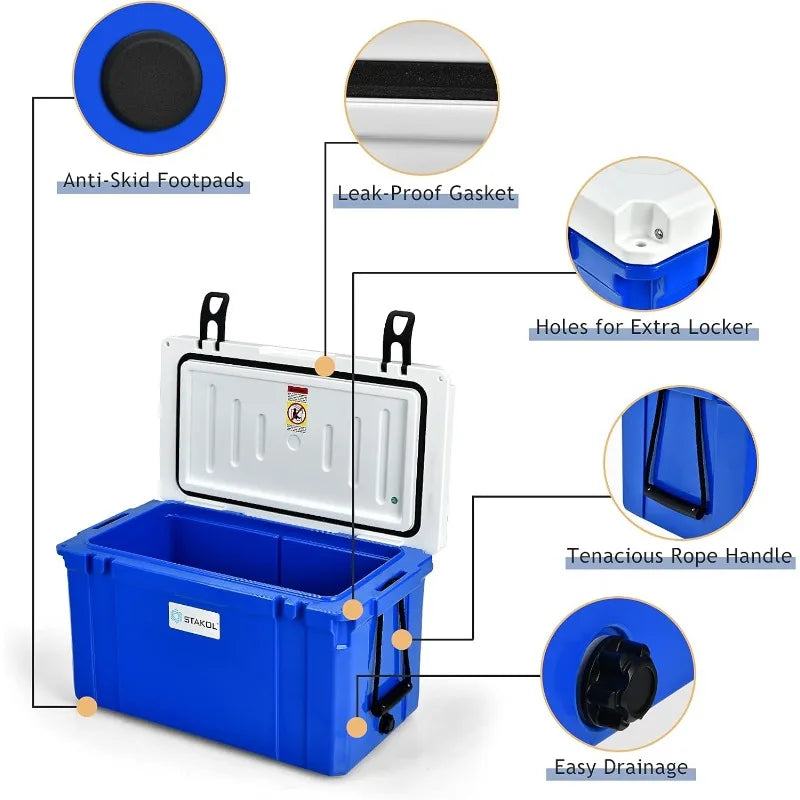 Goplus 58 Quart Cooler Ice Chest with 4 Day Ice Retention Heavy Duty Hard Cooler for Camping Outdoors