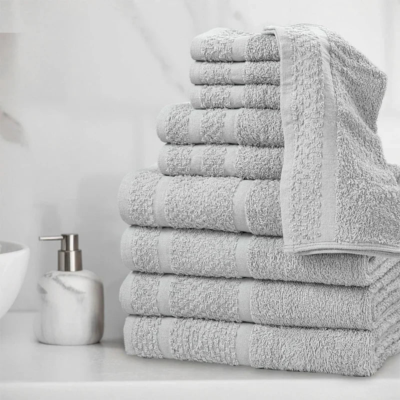 10 Piece Towel Set With Upgraded Softness And Durable Grey