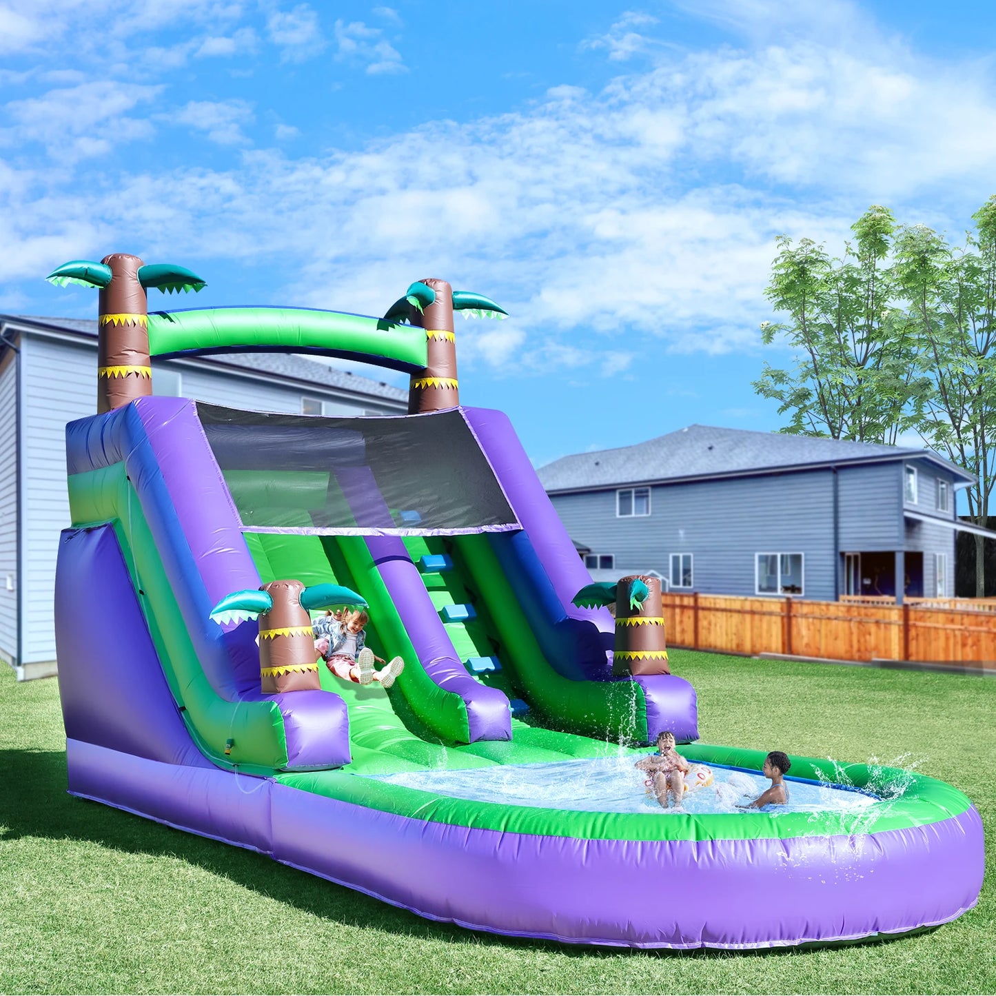 Giant Commercial PVC Inflatable Bounce House Tropical Water Slide for Kids Party Children's Playground Toys