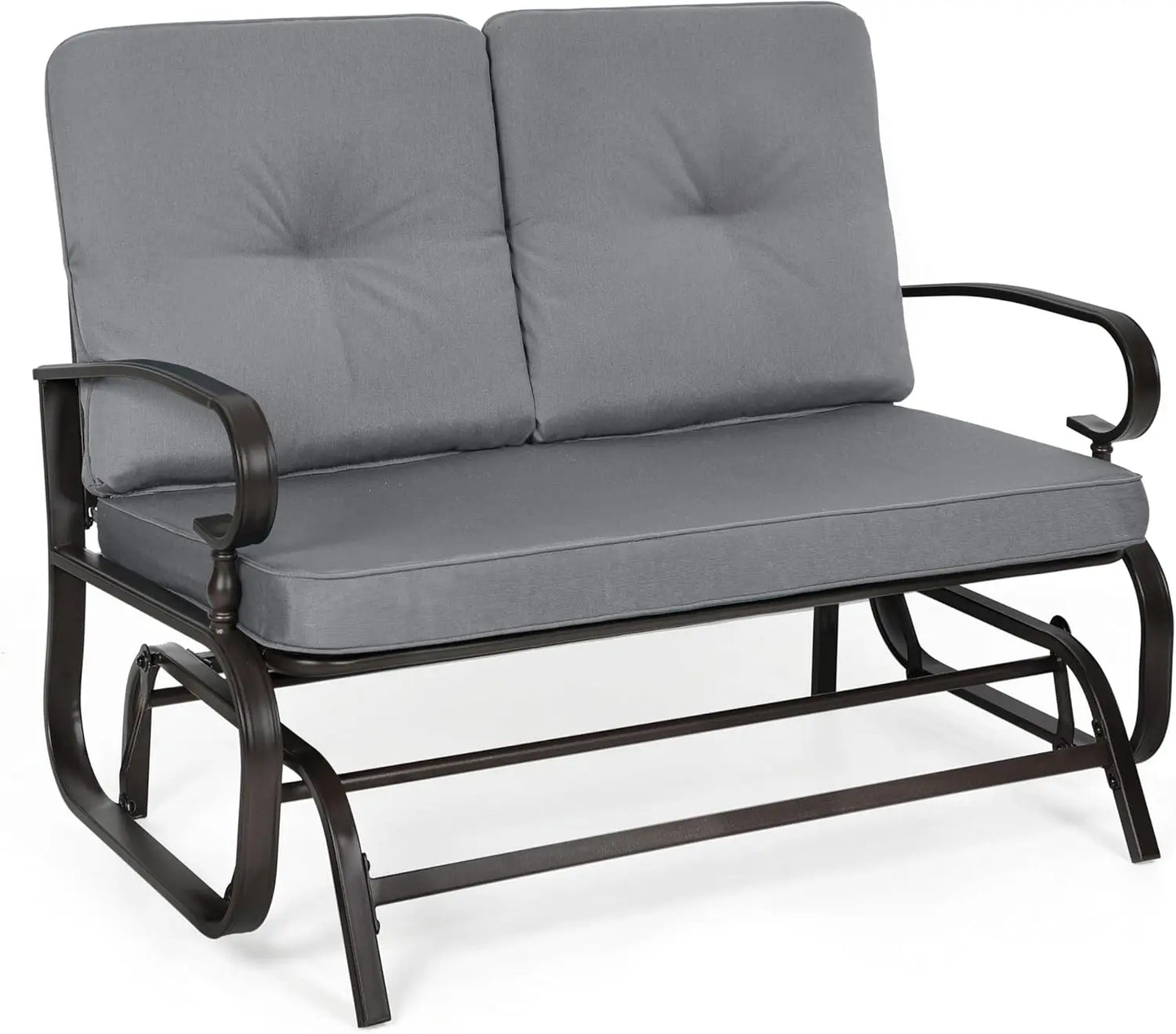 Outdoor Patio Glider Chair Rocking Bench for Two Person Wrought Iron Loveseat Seating