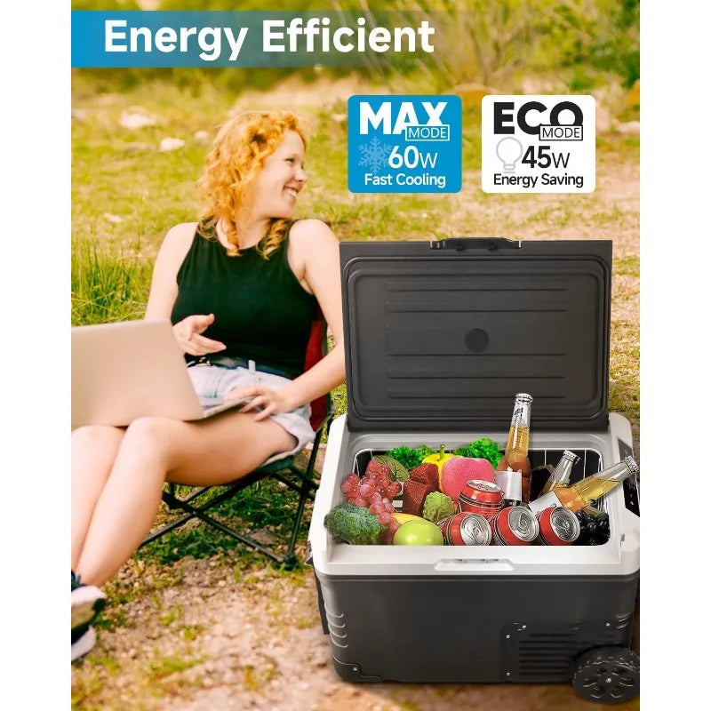 Car Fridge Portable 12 Volt Refrigerator 53 Quart 50 Liter Electric Cooler with 12 24 Volt DC and 110 240 Volt AC for Truck Van RV Camper SUV