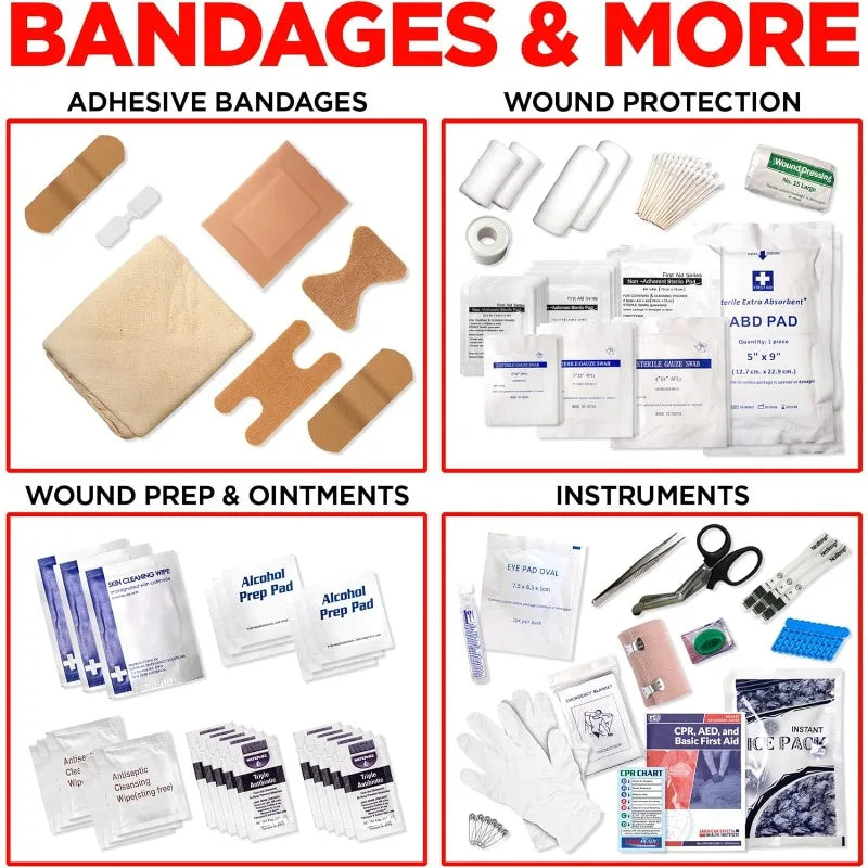 Ever Ready Industries Outdoor Protection and Workplace First Aid Kit Emergency Medical and Trauma Kit Color Coded