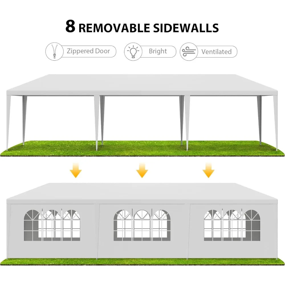 10 X 30 Outdoor Waterproof Gazebo Canopy Tent White