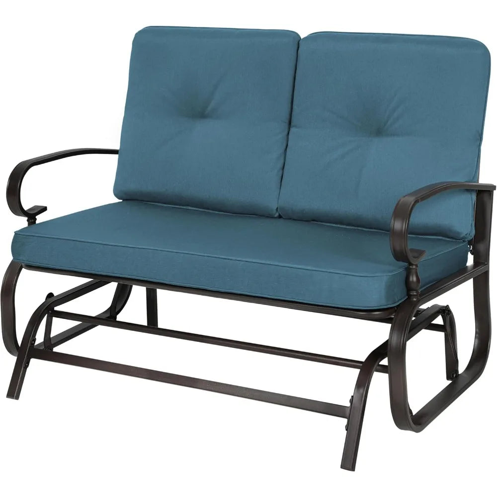 Outdoor Patio Glider Chair Rocking Bench for Two Person Wrought Iron Loveseat Seating