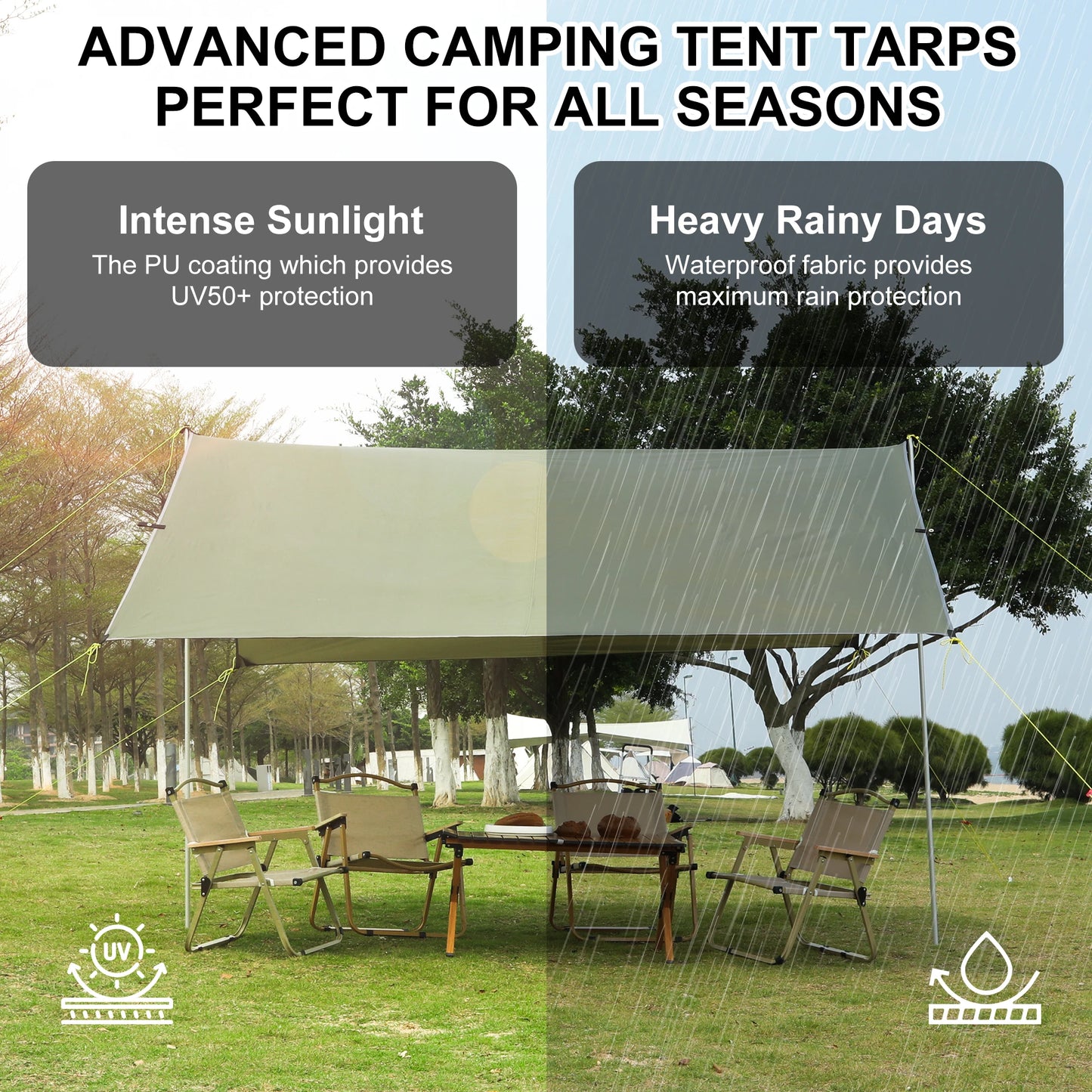 Beach Tent Sun Shelter UPF50 Waterproof With Aluminum Poles