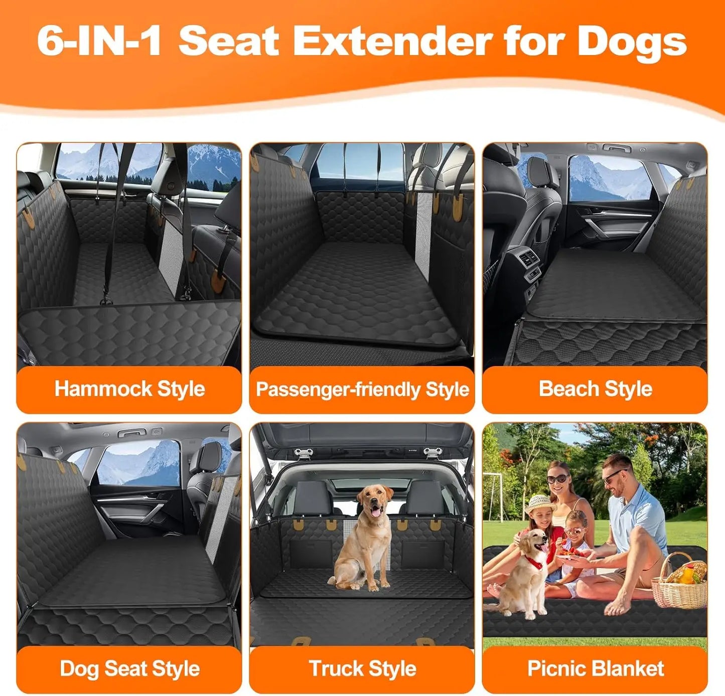 Waterproof Foldable Dog Car Seat Hammock Back Seat Protector