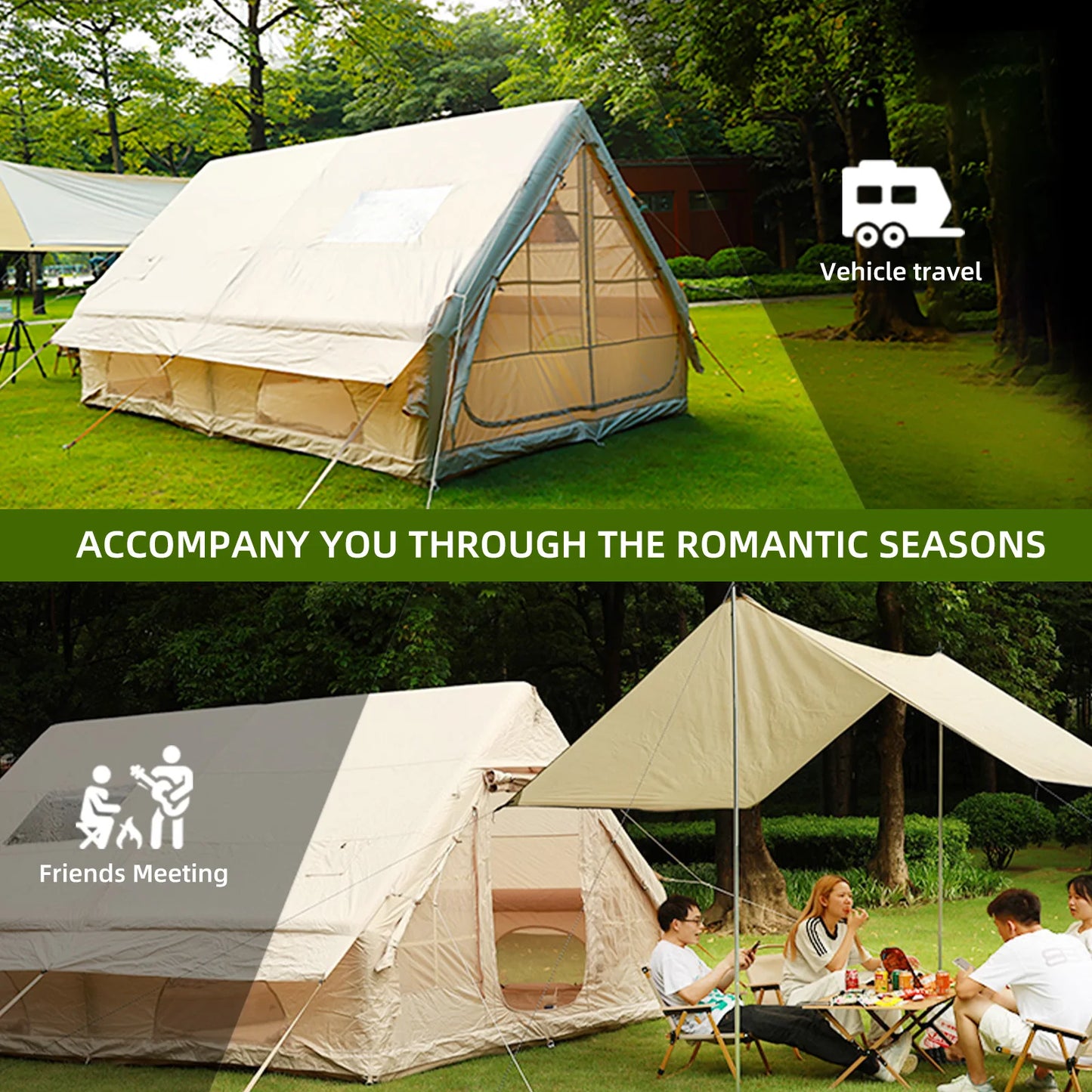 Large Inflatable Camping Tent 12P With Hand Pump Easy Setup