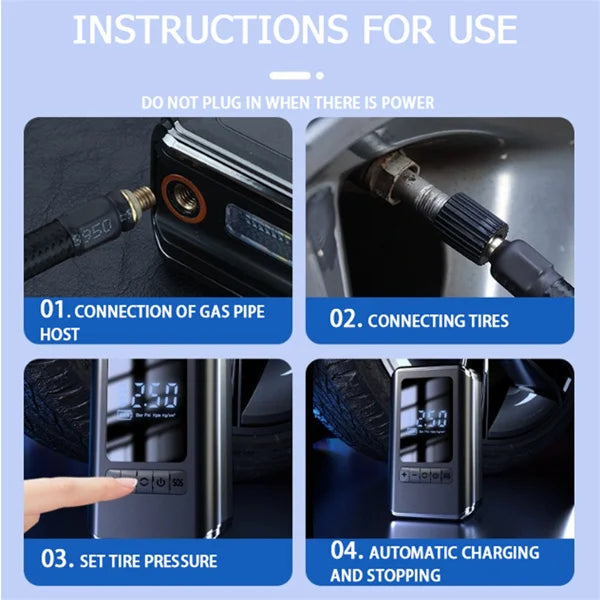 Mini Tire Inflator Car Air Compressor With LED Light