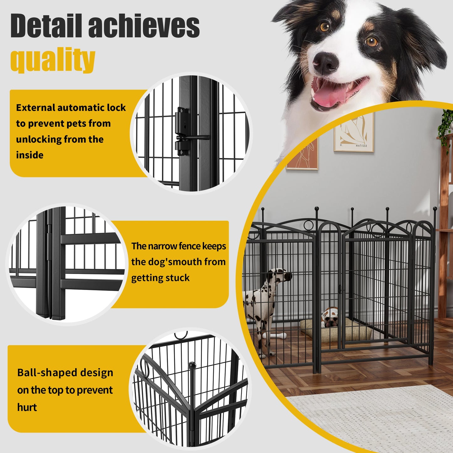 Dog Playpen Indoor 32 Inch 8 Panels Metal Pen With Doors