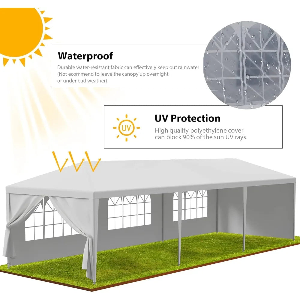 10 X 30 Outdoor Waterproof Gazebo Canopy Tent White